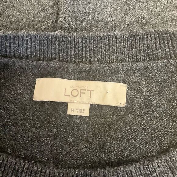 Loft Women's Size Medium Black White Snowflake Wool Mohair Blend Pullover Sweate - Picture 8 of 10